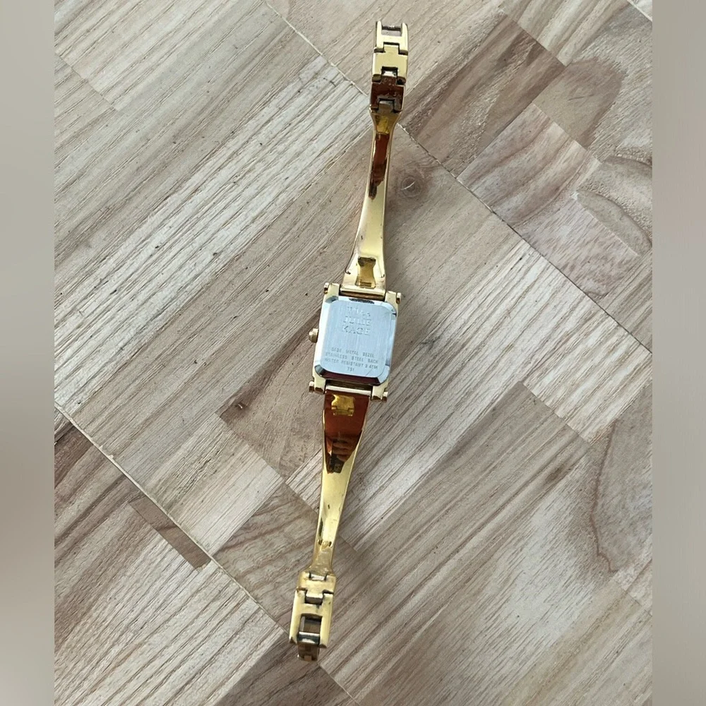 Belair Luxury Ladies Watch White Rectangular Dial Gold-Tone Bangle Bracelet